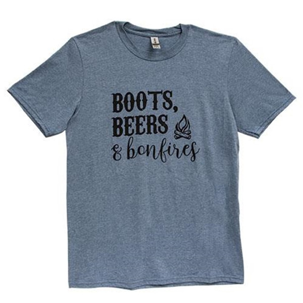 *Boots Beers & Bonfires T-Shirt Heather Indigo Xl GL85XL By CWI Gifts