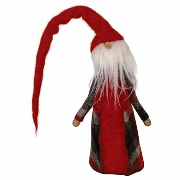 *Lg Felted Santa Gnome W/Long Hat GQHT2542 By CWI Gifts