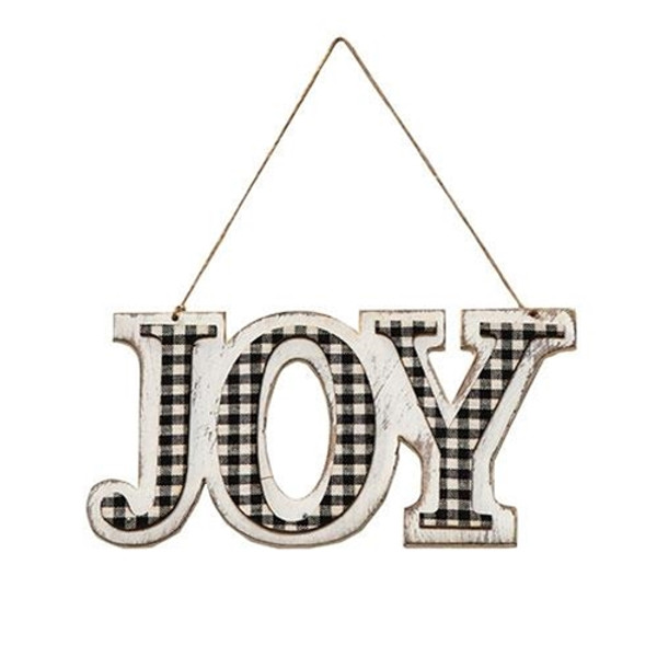 *Black/White Plaid Joy Hanger GSHN3028 By CWI Gifts