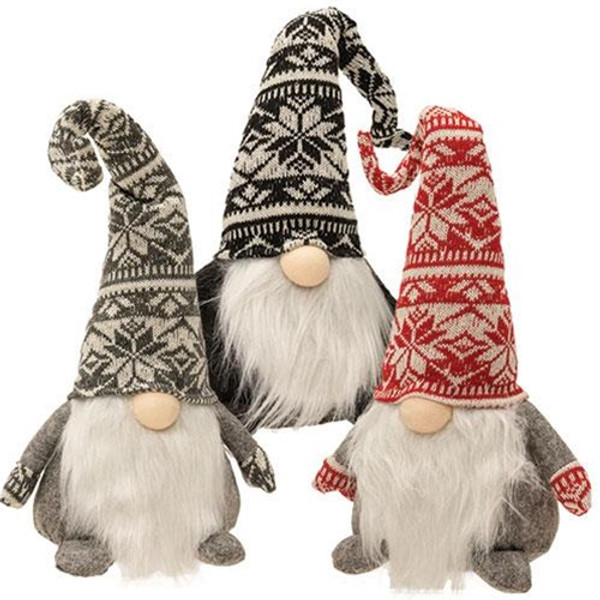 Large Sitting Santa Gnome 3 Asstd. (Pack Of 3) GZOE3056 By CWI Gifts