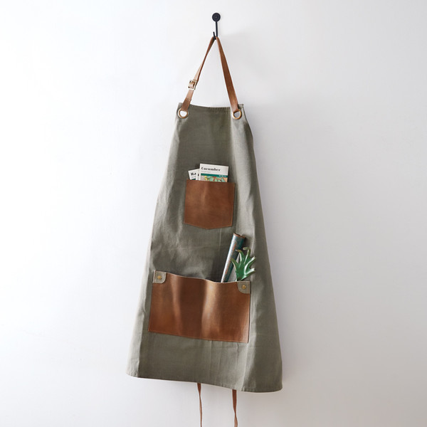 Dark Grey Canvas Utility Apron 510464 By CTW Home