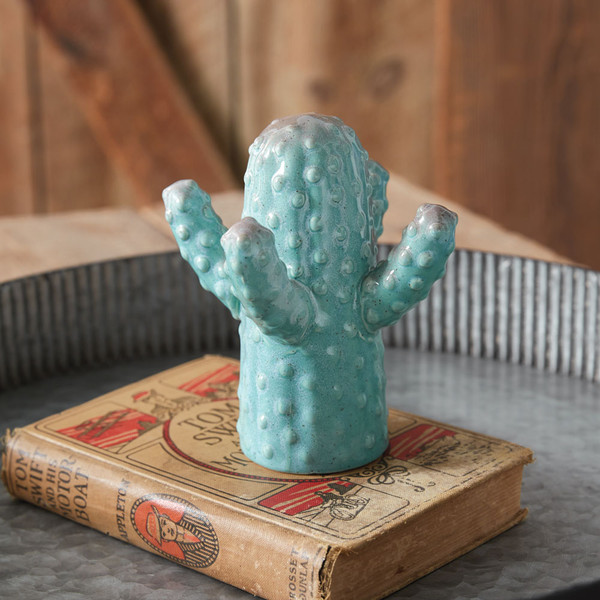 Ceramic Cactus Accent Sculpture - Four Arm 530531 By CTW Home