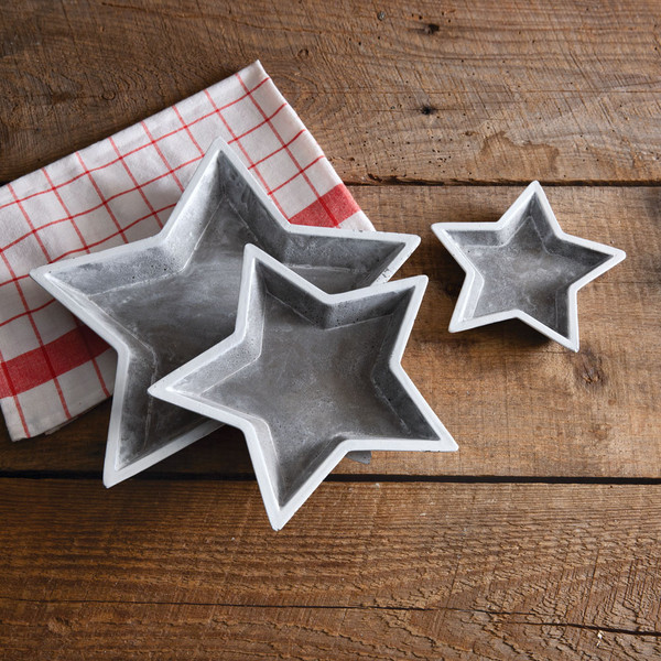 Set Of Three Americana Concrete Star Trays 530571 By CTW Home