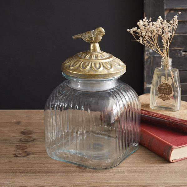 Gold Bird Glass Canister 790155 By CTW Home