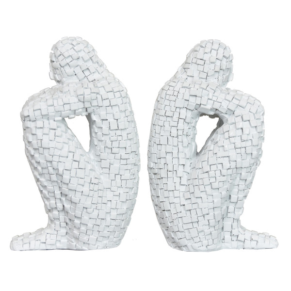 Plutus Figural Bookends In White Resin PBTH92714