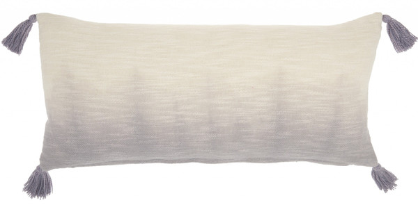 Gray Ombre Tasseled Lumbar Pillow 385950 By Homeroots