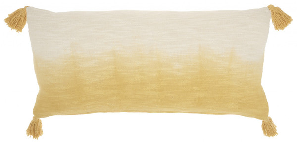 Yellow Ombre Tasseled Lumbar Pillow 385952 By Homeroots