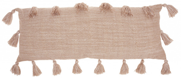 Rose Pink Tasseled Lumbar Pillow 386066 By Homeroots