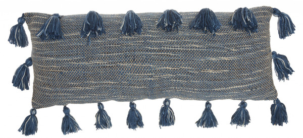 Royal Blue Tasseled Lumbar Pillow 386072 By Homeroots