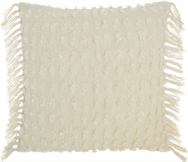 Tassel Detailed White Throw Pillow 386205 By Homeroots