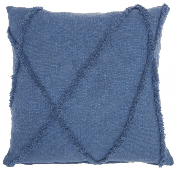 Royal Blue Abstract Shaggy Detail Throw Pillow 386302 By Homeroots