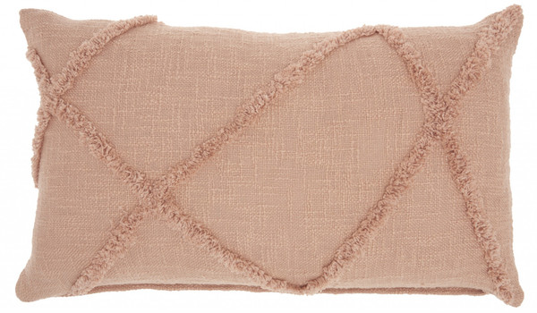 Tea Pink Abstract Shaggy Detail Lumbar Pillow 386303 By Homeroots