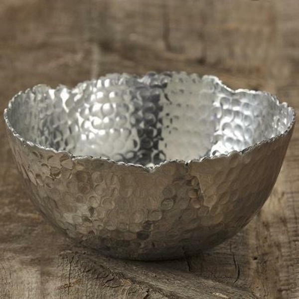 Silver Steel Modern Hammered Cut Bowl 388582 By Homeroots