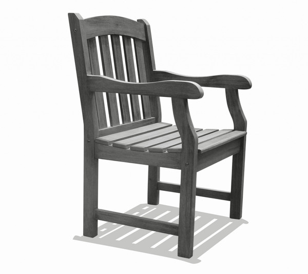 Distressed Patio Armchair With Horizontal Slats 390001 By Homeroots