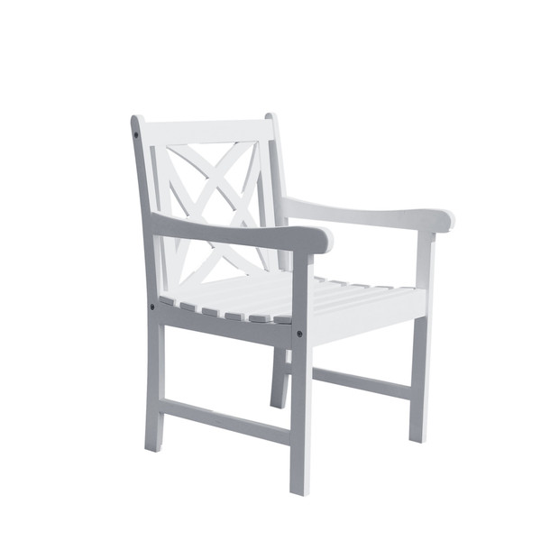 White Patio Armchair With Decorative Back 390011 By Homeroots