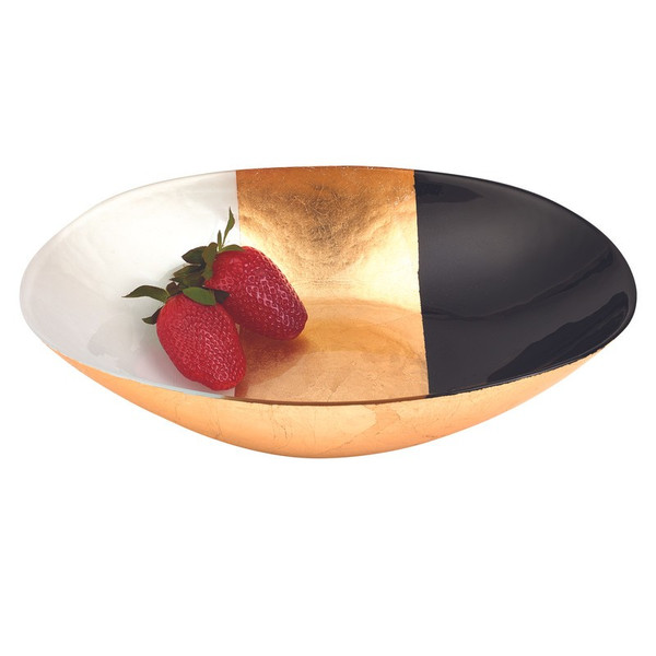 Gold Black And White Oval Glass Serving Bowl 390099 By Homeroots