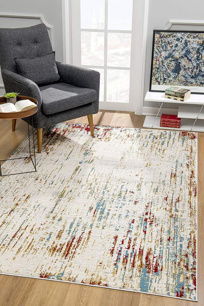4' X 6' Beige Modern Abstract Area Rug 390443 By Homeroots