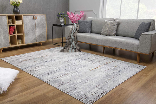 8' X 11' Gray Modern Distressed Area Rug 391825 By Homeroots
