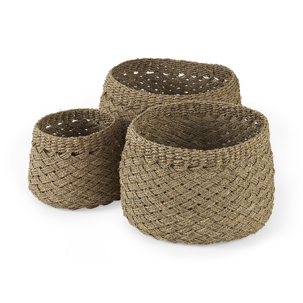 Set Of Three Woven Wicker Storage Baskets 392153 By Homeroots