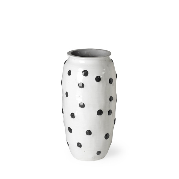 Petite White Polka Dot Ceramic Vase 392184 By Homeroots