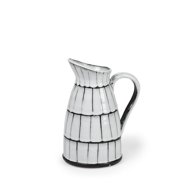 10" White And Black Artisan Glaze Ceramic Pitcher 392197 By Homeroots