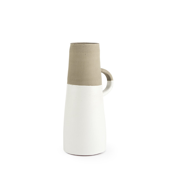 14" Rustic Organic White And Natural Decorative Jug 392216 By Homeroots