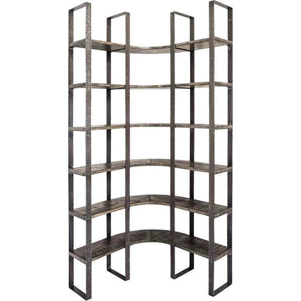 Black Iron Framed Curved Wooden Shelving Unit 392221 By Homeroots