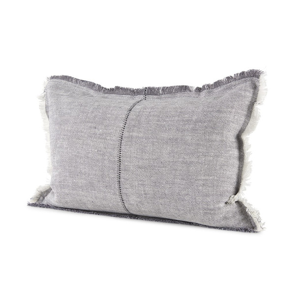 Light Gray Fringed Lumbar Throw Pillow Cover 392315 By Homeroots
