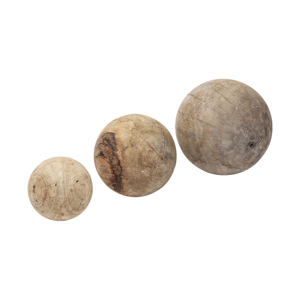 Set Of Three Wooden Spheres 392524 By Homeroots