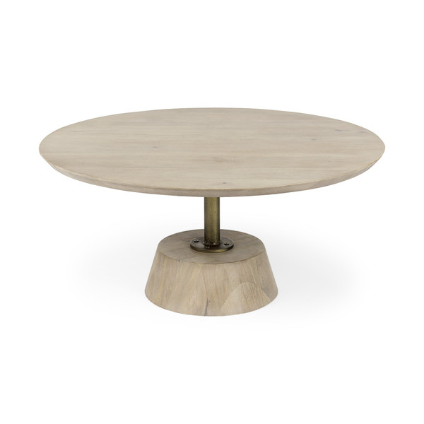 Light Brown Wooden Pedestal Coffee Table 393167 By Homeroots