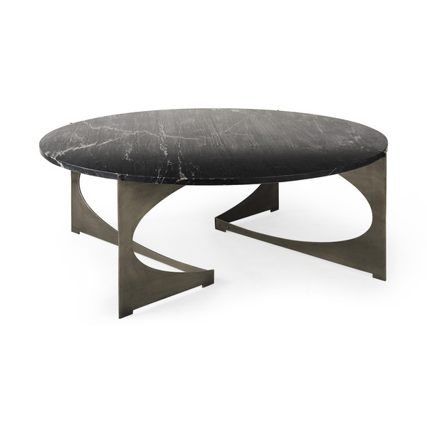 Contemporary Black Marble Coffee Table 393182 By Homeroots