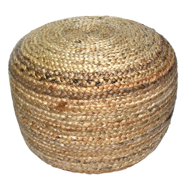 Boho Genuine Jute Fiber Natural Pouf Ottoman 394456 By Homeroots