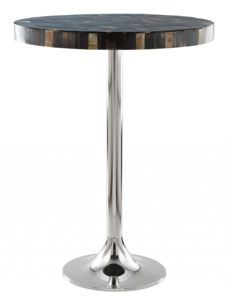 Dark Mother Of Pearl Round Side Table 394587 By Homeroots