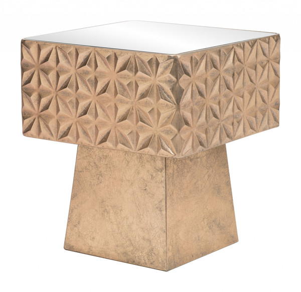Tribal Gold Mirror Side Table 394604 By Homeroots