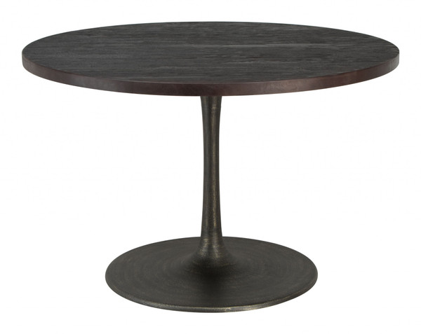 Black Solid Wood Round Pedestal Dining Table 394608 By Homeroots