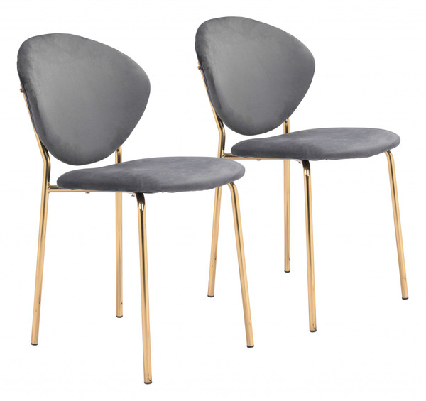 Set Of Two Gray And Gold Modern Dining Or Side Chairs 394661 By Homeroots