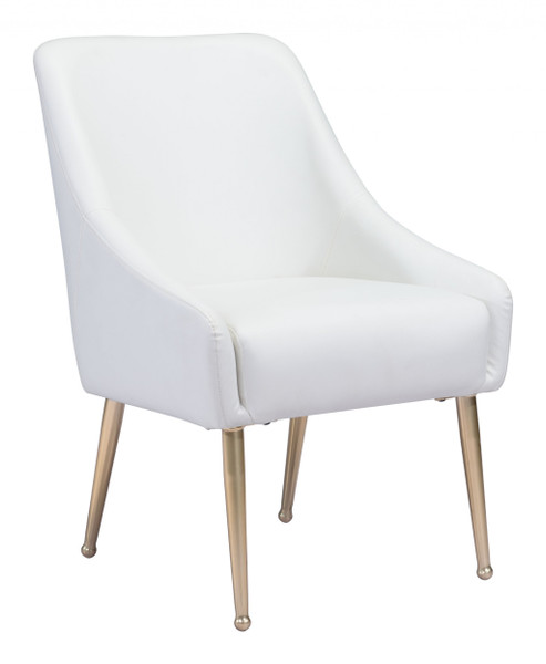 Gold And White Faux Leather Comfy Armchair 394684 By Homeroots