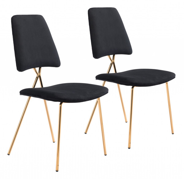 Set Of Two Black And Gold Modern X Dining Chairs 394754 By Homeroots
