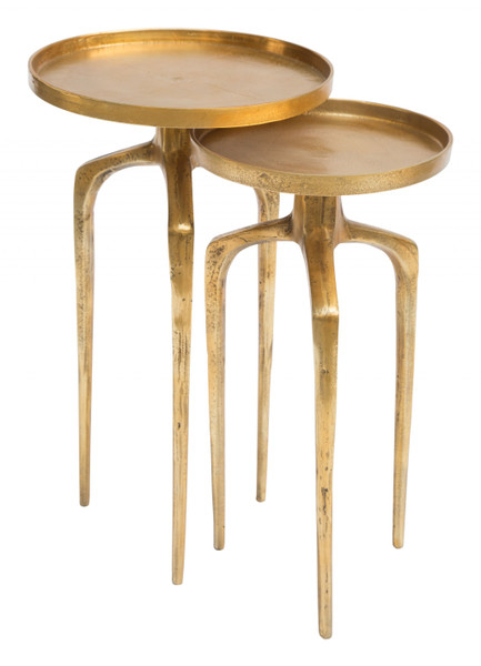 Set Of Two Antique Gold Accent Tables 394785 By Homeroots