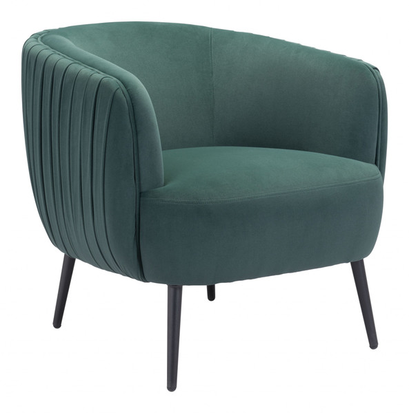 Dark Green Velvet Pleated Club Accent Chair 395001 By Homeroots