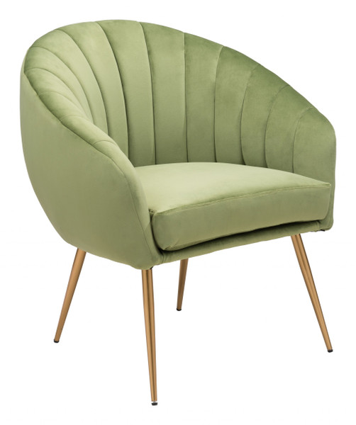 Mossy Green And Gold Curve Vertical Channel Accent Club Chair 395008 By Homeroots
