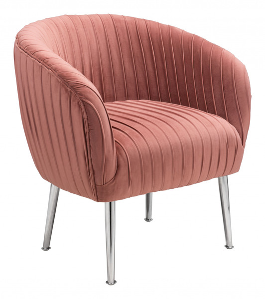 Rosy Pink Channeled Accent Club Chair 395009 By Homeroots
