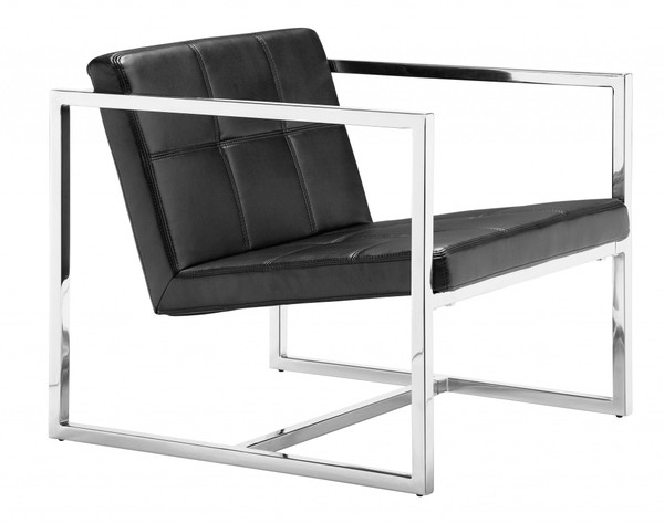 Chrome Cubed Black Faux Leather Armchair 395015 By Homeroots