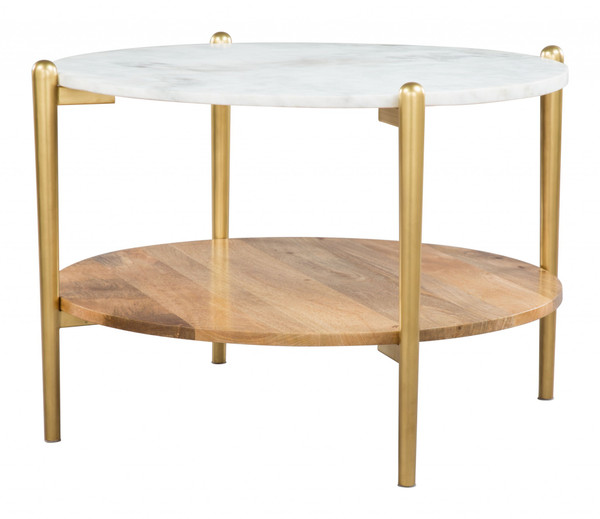 White And Gold Marble Top Table 395073 By Homeroots