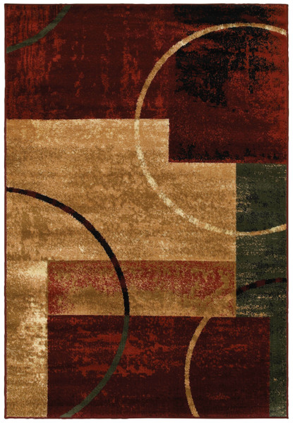5' X 7' Red And Brown Geometric Area Rug 395733 By Homeroots
