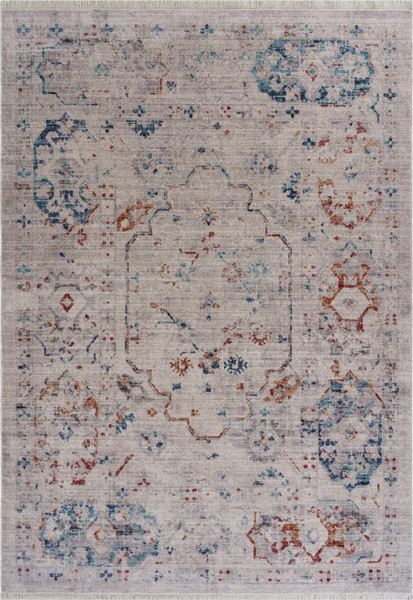 5' X 8' Beige Distressed Floral Area Rug 395923 By Homeroots
