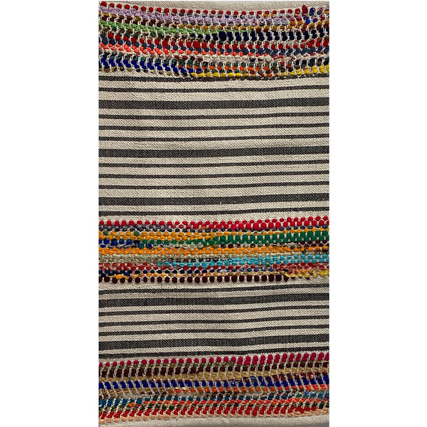 2' X 3' Multicolored Striped Chindi Scatter Rug 396053 By Homeroots