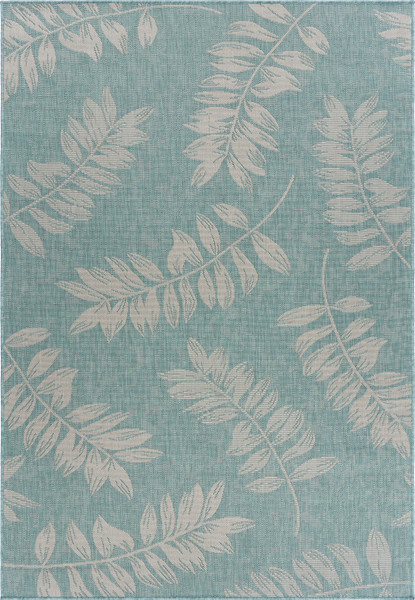 5' X 7' Teal And Ash Sprigs Indoor Outdoor Area Rug 396109 By Homeroots