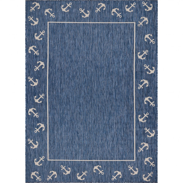 2' X 3' Navy Anchor Indoor Outdoor Scatter Rug 396139 By Homeroots