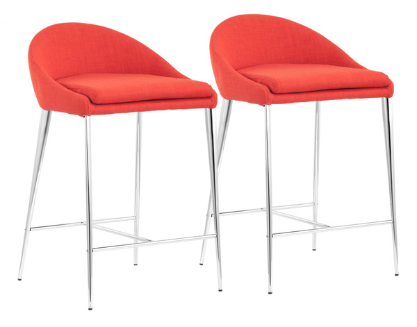 Reykjavik Counter Chair (Set Of 2) Tangerine 396504 By Homeroots